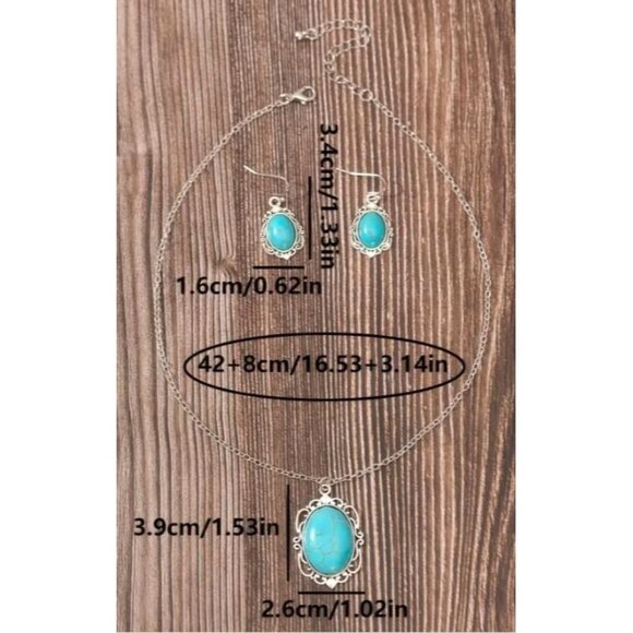 Silver Tone 3 Piece Jewelry Set‎ Earrings Necklace New - Picture 4 of 5